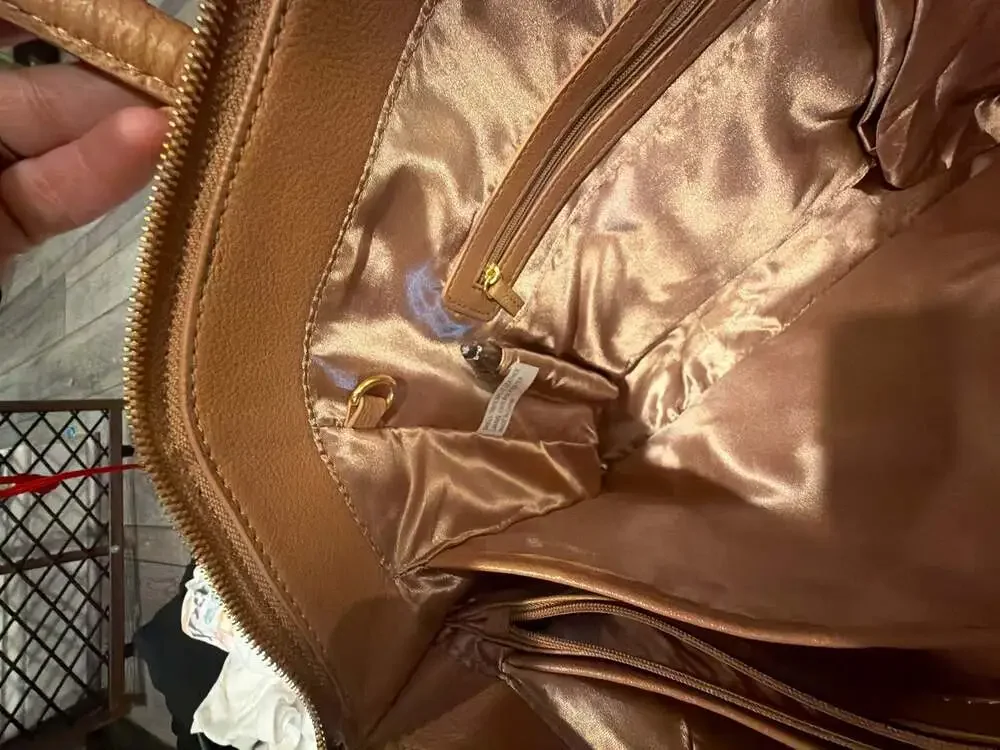 JOY & IMAN Genuine Leather Multi-Pocket Satchel Tote Bag
